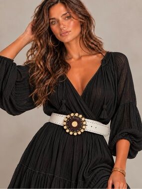 BOHO HIPPIE Bonded Leather Buckle Belt